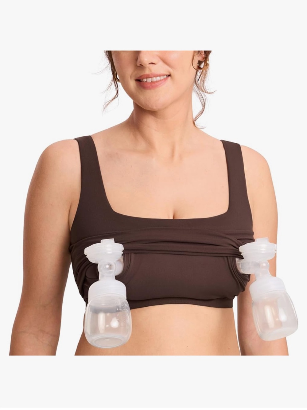 Momanda nursing Natrelax® Pumping Crop Tank Top Hot Fudge Brown SmL Soft Padded